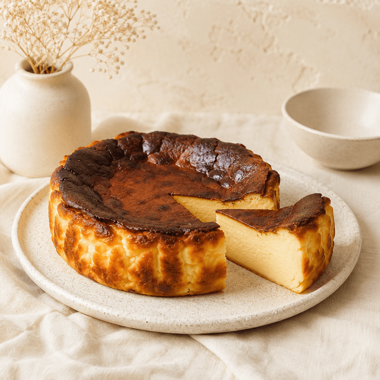 Jimmy's Basque burnt cheesecake — caramelised top, lush centre